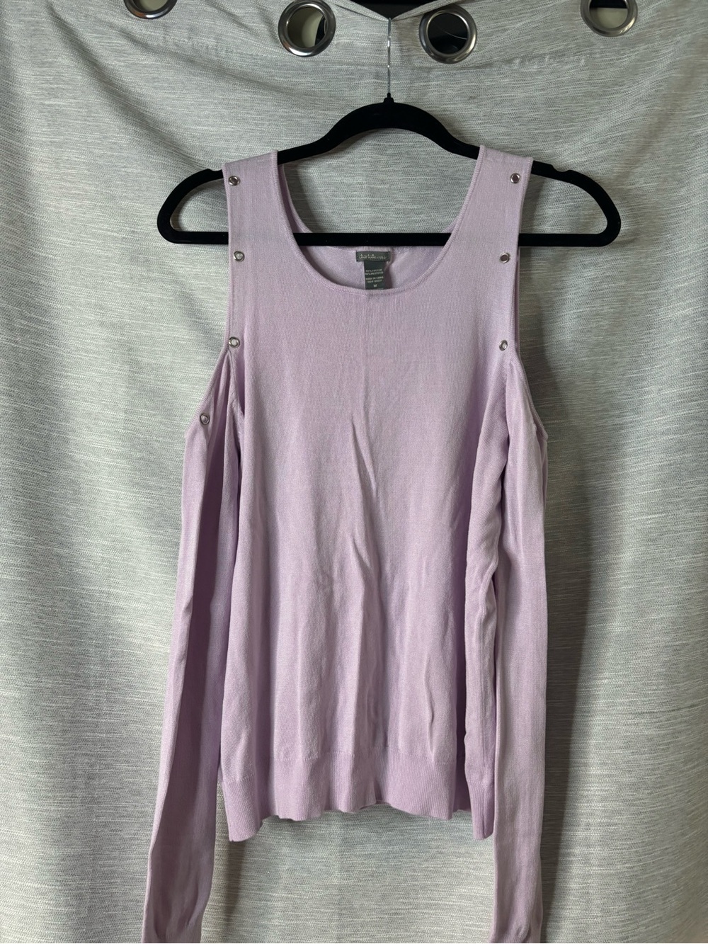 Charlotte Russe Lavender Cold-Shoulder Knit Sweatshirt with Studs